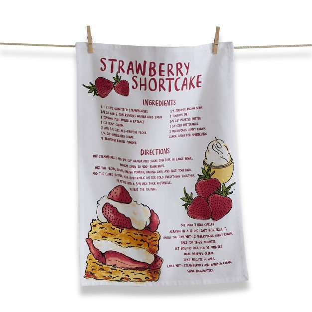 Tag Strawberry Shortcake Recipe On White Background Cotton Kitchen Dishtowel 26l X 18w In