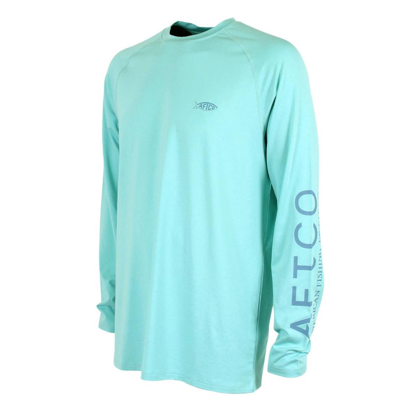 Aftco Samurai LS Sun Protection Shirt - Bahama Heather