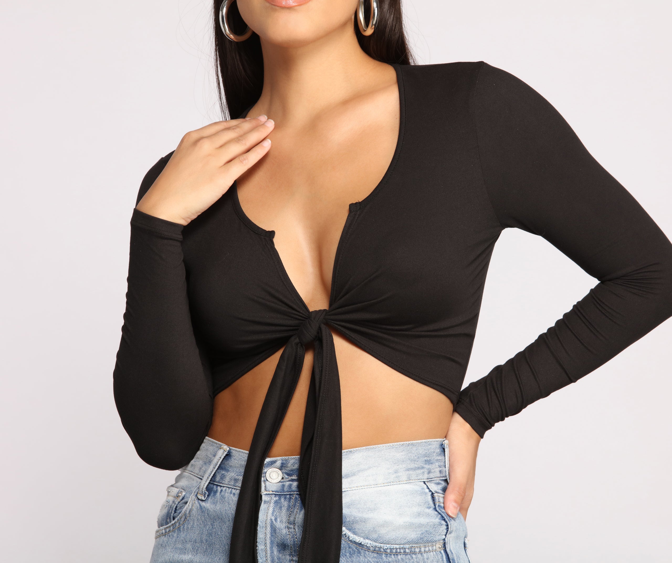 Falling For Basics Tie-Front Top