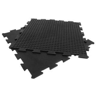 Rubber-Cal Armor-Lock 38 in. T x 24 in. W x 24 in. L Interlocking Rubber Tiles (48 sq. ft.) (12-Pack) 03-212-WBK-12