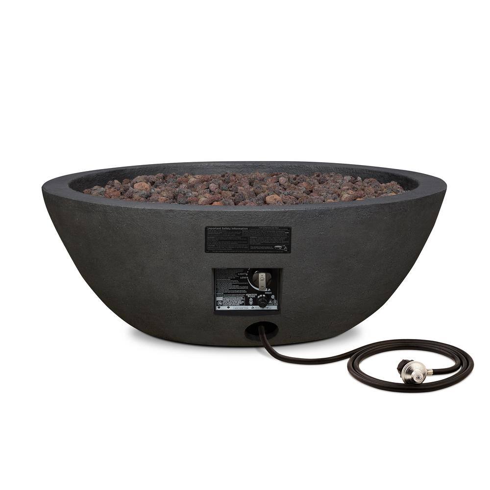 Real Flame Riverside 36 in. x 13 in. Round MGO Propane Fire Pit in Shale with Natural Gas Conversion Kit C539LP-SHL