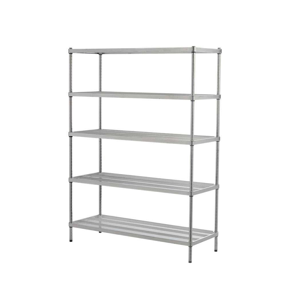 Design Ideas Silver 5-Tier Metal Garage Storage Shelving Unit (47 in. W x 63 in. H x 18 in. D) 3419319