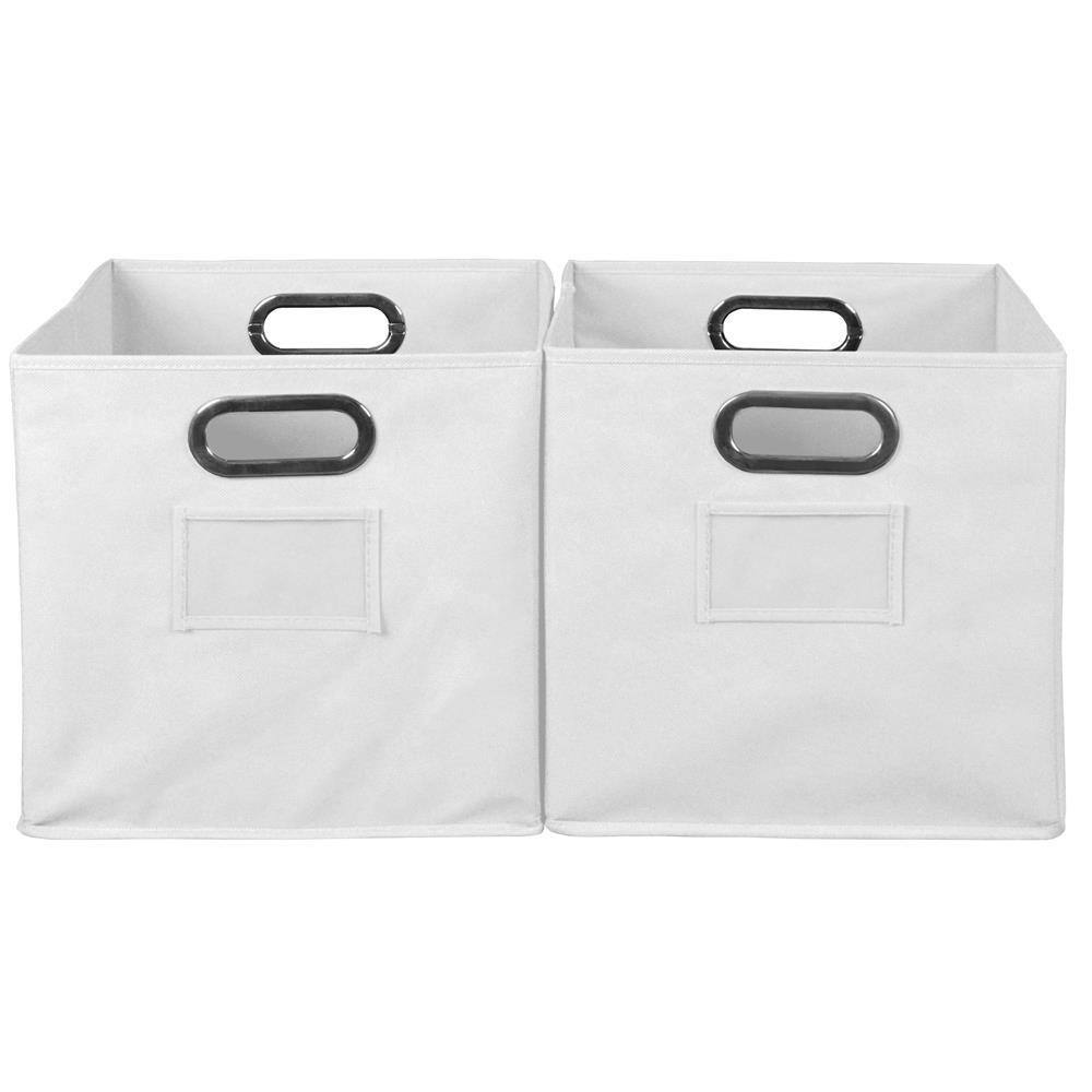 Regency 12 in. H x 12 in. W x 12 in. D White Fabric Cube Storage Bin 2-Pack HDCHTOTE2PKWH