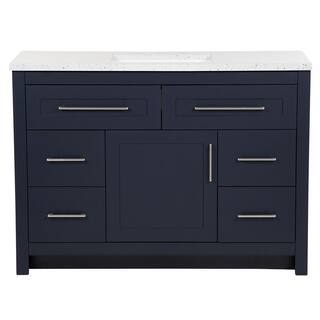 Home Decorators Collection Clady 48.5 in. W x 18.75 in. D Bath Vanity in Deep Blue with Cultured Marble Vanity Top in Silver Ash with White Sink HD2048P2-DB