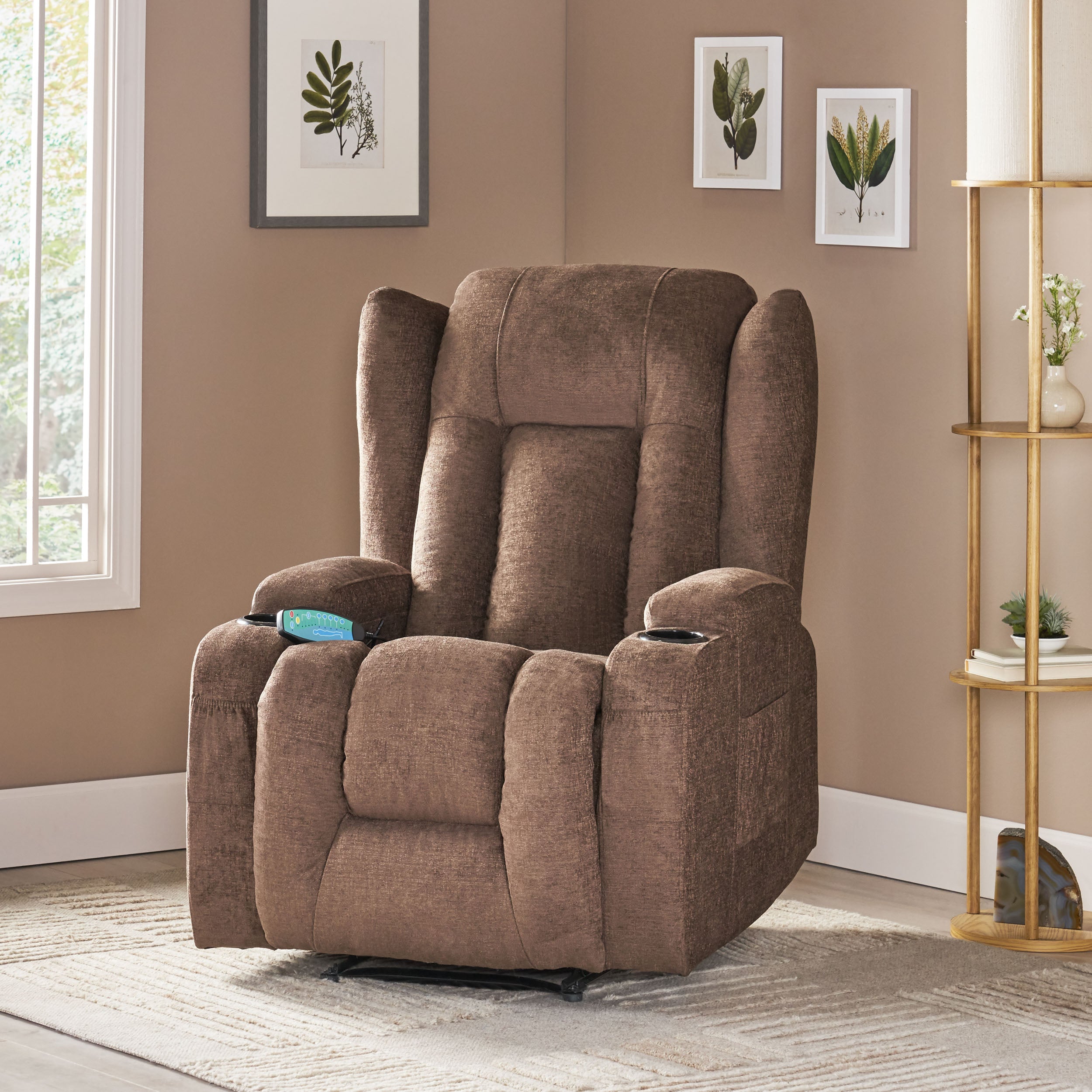 Ellerslie Contemporary Pillow Tufted Massage Recliner