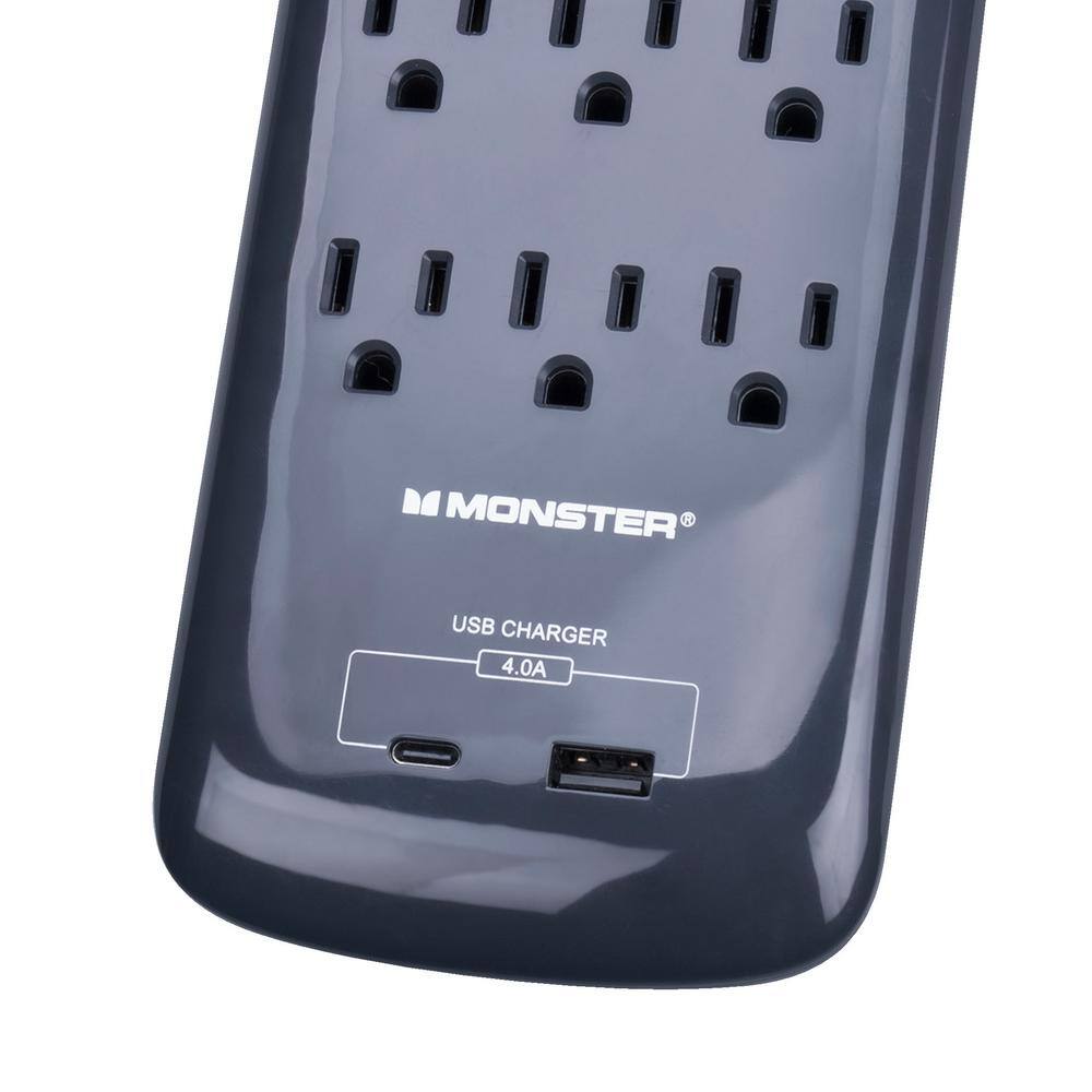 Monster 6-Outlet Wall Tap Surge Protector 1 USB-C 1 USB-A 5003