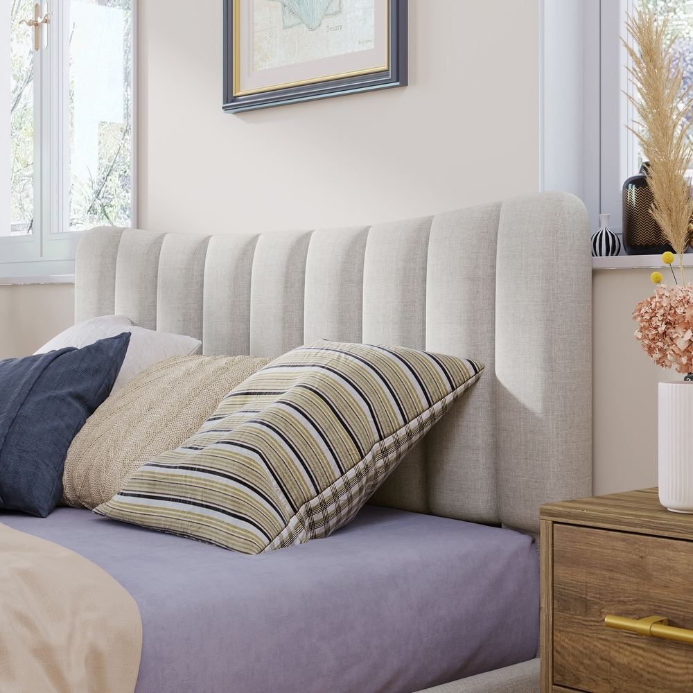 Full Platform Bed Frame with Vertical Channel Tufted Headboard