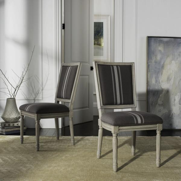 Elvin 19  x27 x27Striped Linen Side Chair set of 2 Grey/Beige   French Country   Dining Chairs   by AED Luxury Home Decor  Houzz