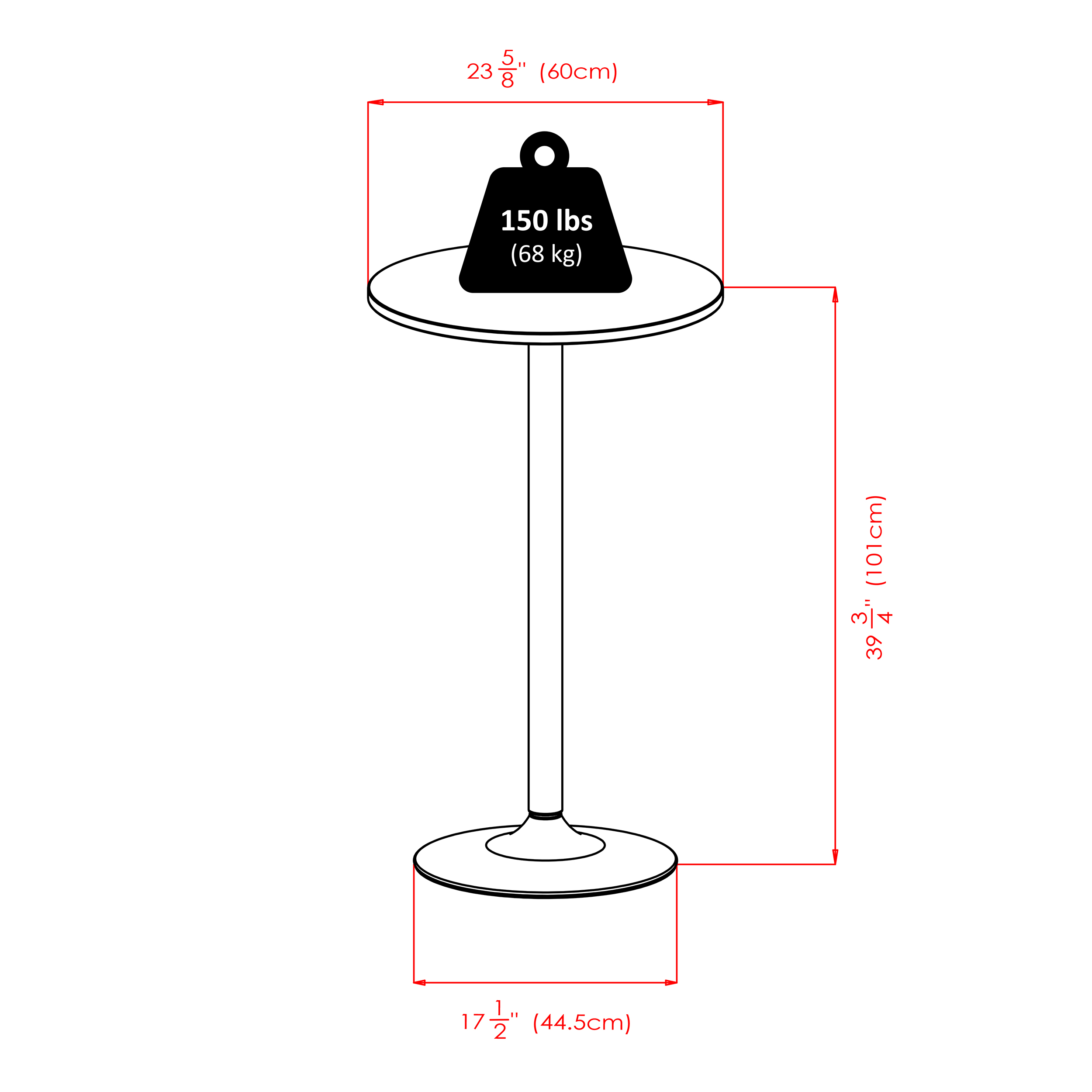 Winsome Obsidian Round Pub Table - Black