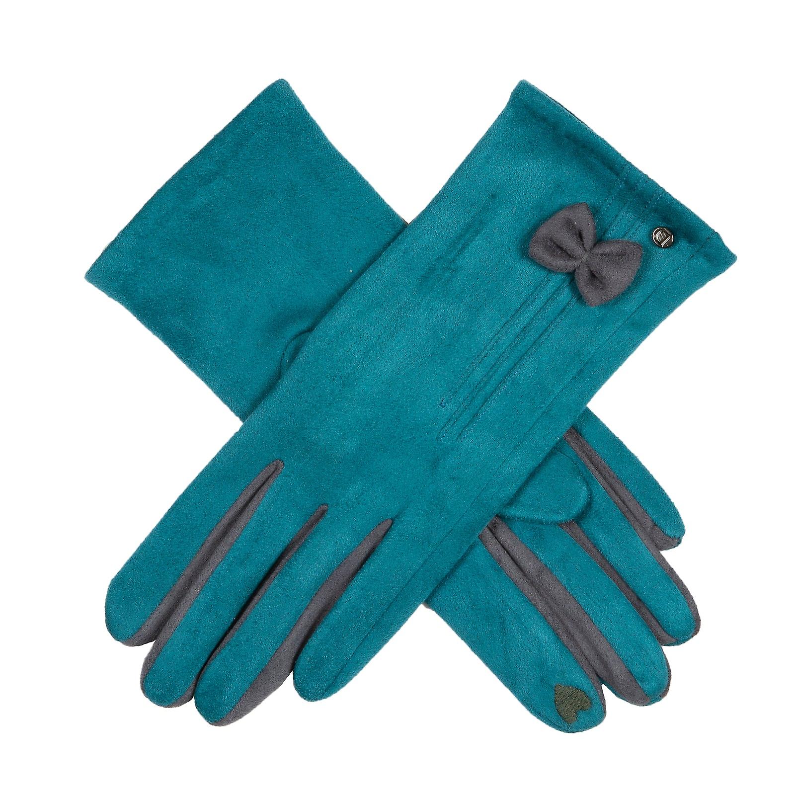 Women  soft feel touchscreen gloves with contrast bow and fourchettes