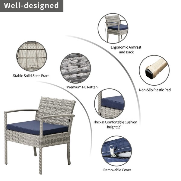 3-piece Outdoor Wicker Chat Set，Patio Chairs - Overstock - 35865432