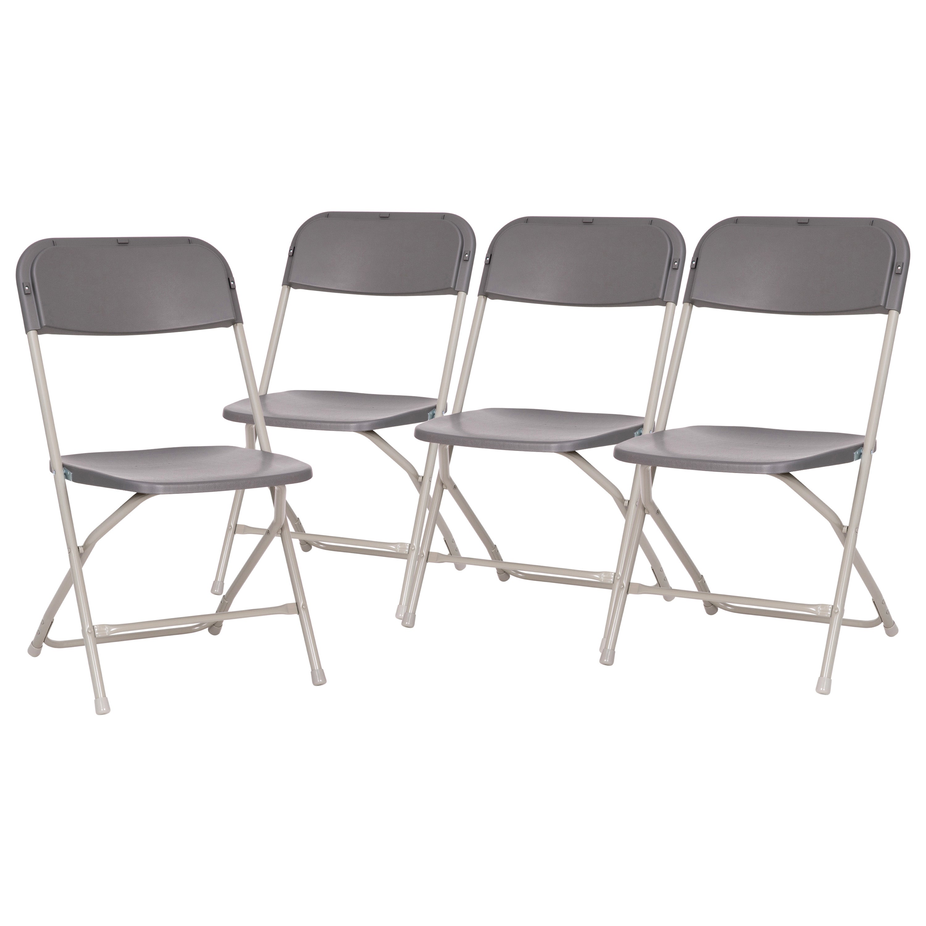 BizChair Big and Tall Commercial Folding Chair - Extra Wide 650LB. Capacity - Durable Plastic - Gray, 4-Pack