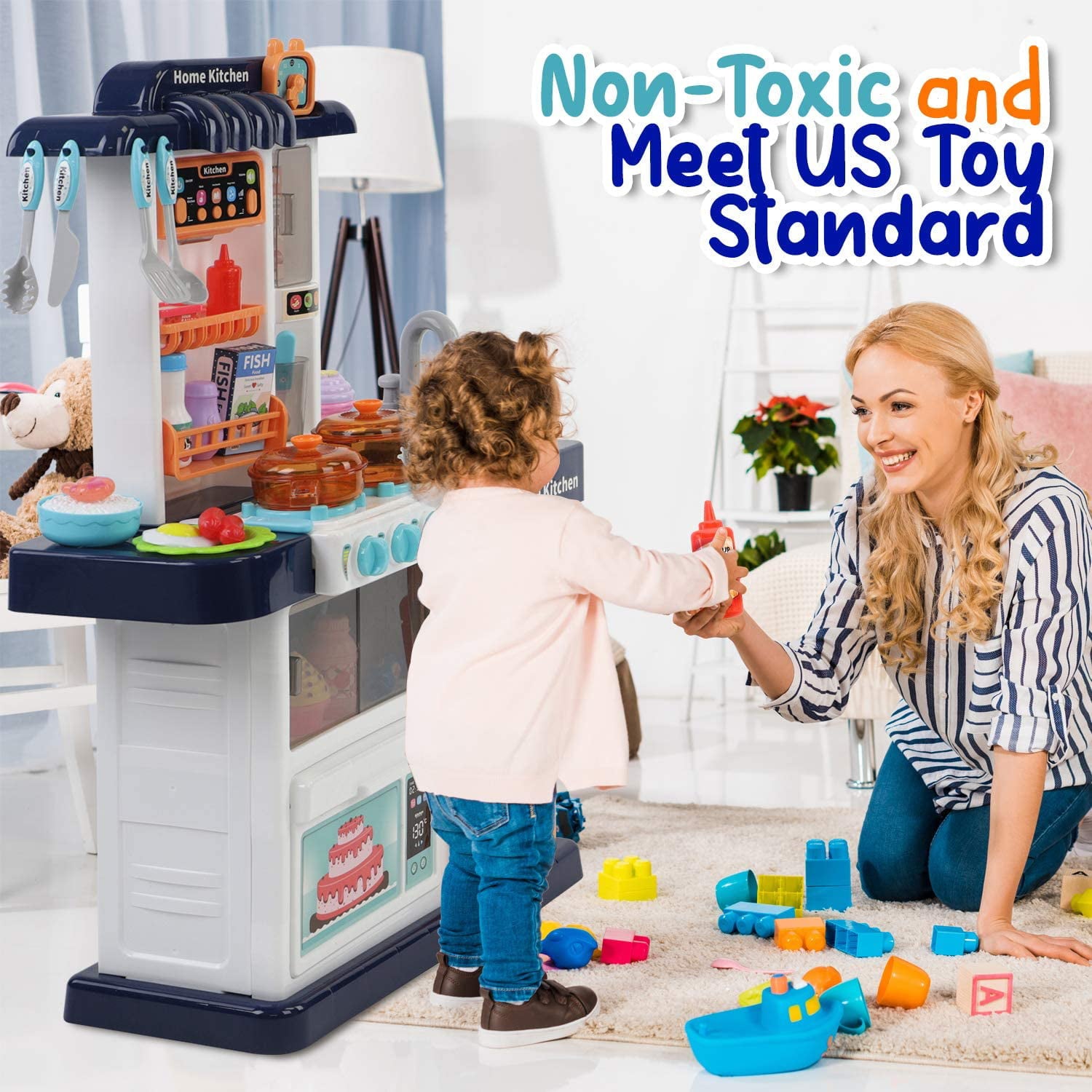 Play Brainy Interactive Kids Kitchen with Cookware,  Boys and Girls Ages 3+