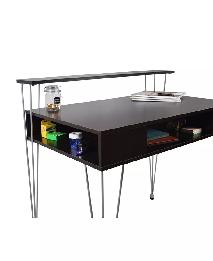 Proman Products Marcus Writing or Laptop Desk with Hutch and Bottom Compartment