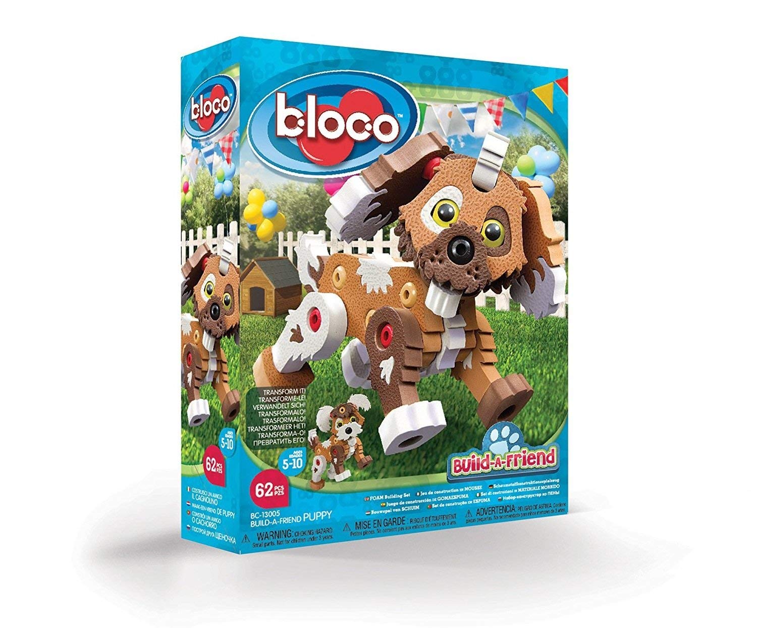 Bloco Toys Puppy | STEM Toy | Pet Dog， Pup， Doggy | DIY Building Construction Set (62 Pieces)