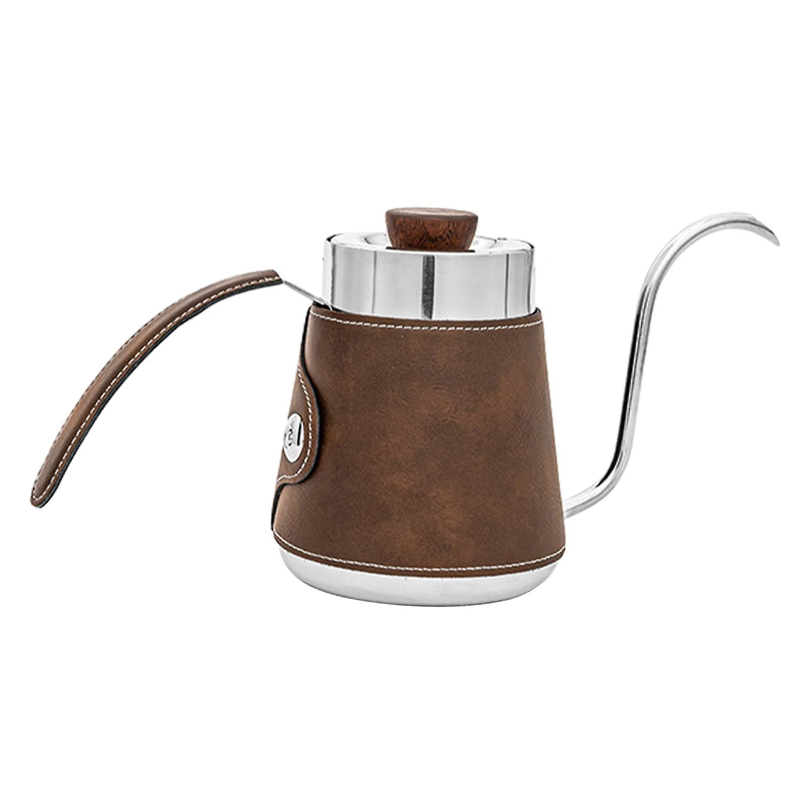 Pour Over Drip Pot 600ml Gooseneck Coffee Kettle For Hotel Entertain Camping Brown