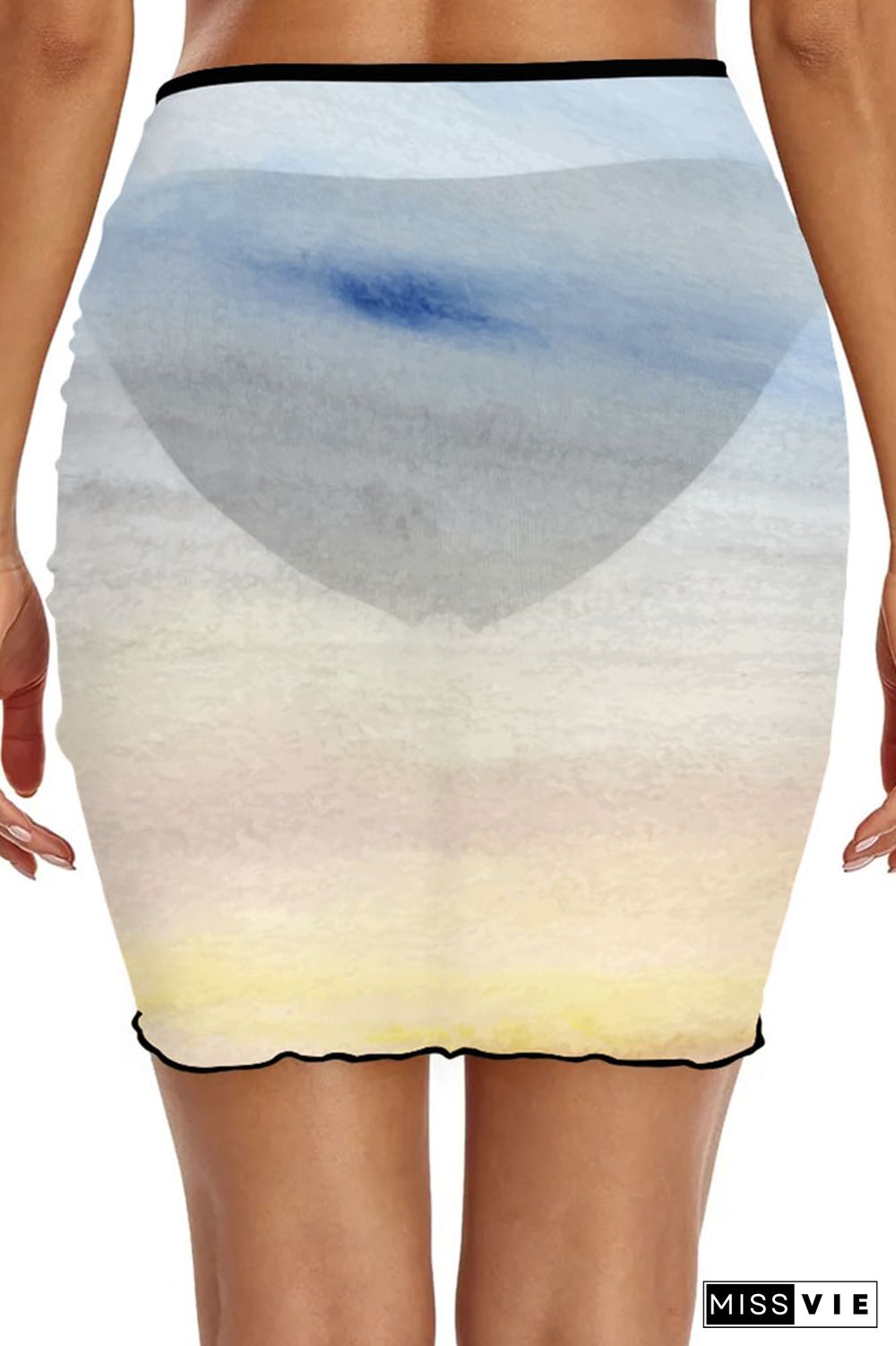 Gradient Tie Dye Ruched Beach Skirt