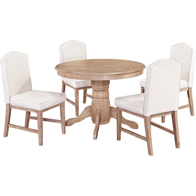 Round Dining Table With Upholstered Chairs White