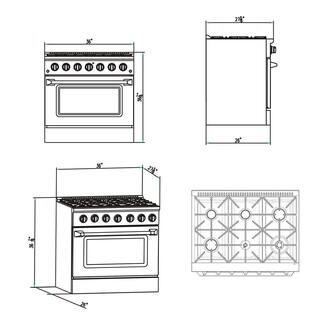 Empava 36 in. 5.2 cu. ft. Single Oven Slide-In with 6 Burners Gas Range in Stainless Steel EPV-36GR08