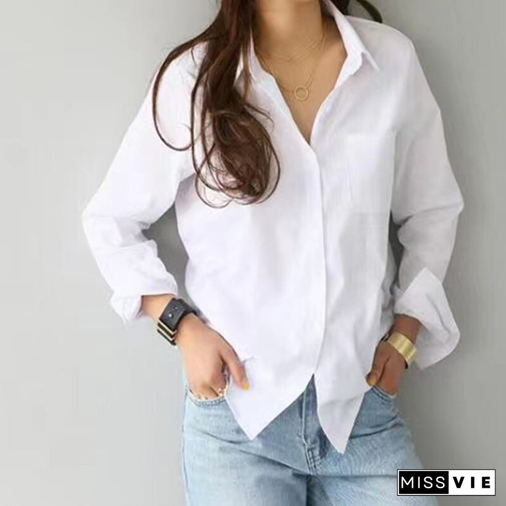 Women White Shirts And Blouses Long Sleeve Casual Turn-down Collar OL Style Blouse Tops Female Fashion Button Blusas Mujer