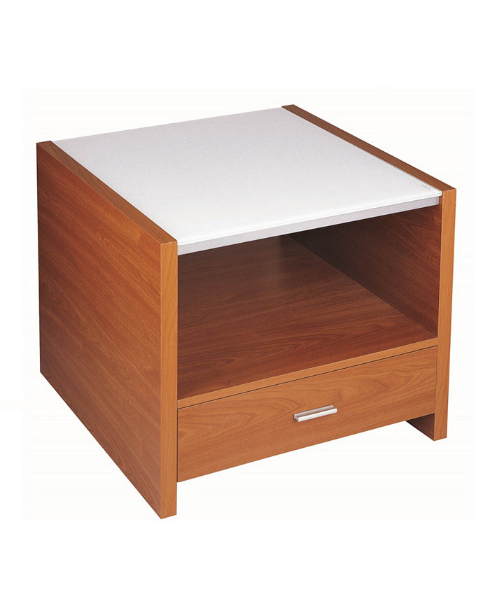 New Spec Inc End Table with Tempered Glass and MDF Board