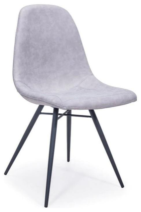 Piero Dining Chair  Light Gray Vintage Polyurethane Cover   Midcentury   Dining Chairs   by Rustic Home Furniture Deco  Houzz