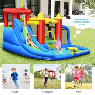 Costway Inflatable Bouncer Water Slide Bounce House Splash Pool without Blower OP70640