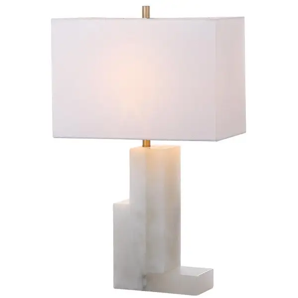 SAFAVIEH Lighting 28-inch Cora White Marble LED Table Lamp - 17