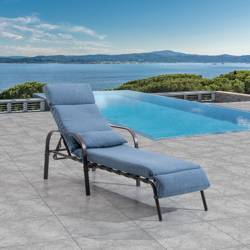 Outdoor Recliner Adjustable Chaise Lounge Chair with Cushion   Pillow   79.53\