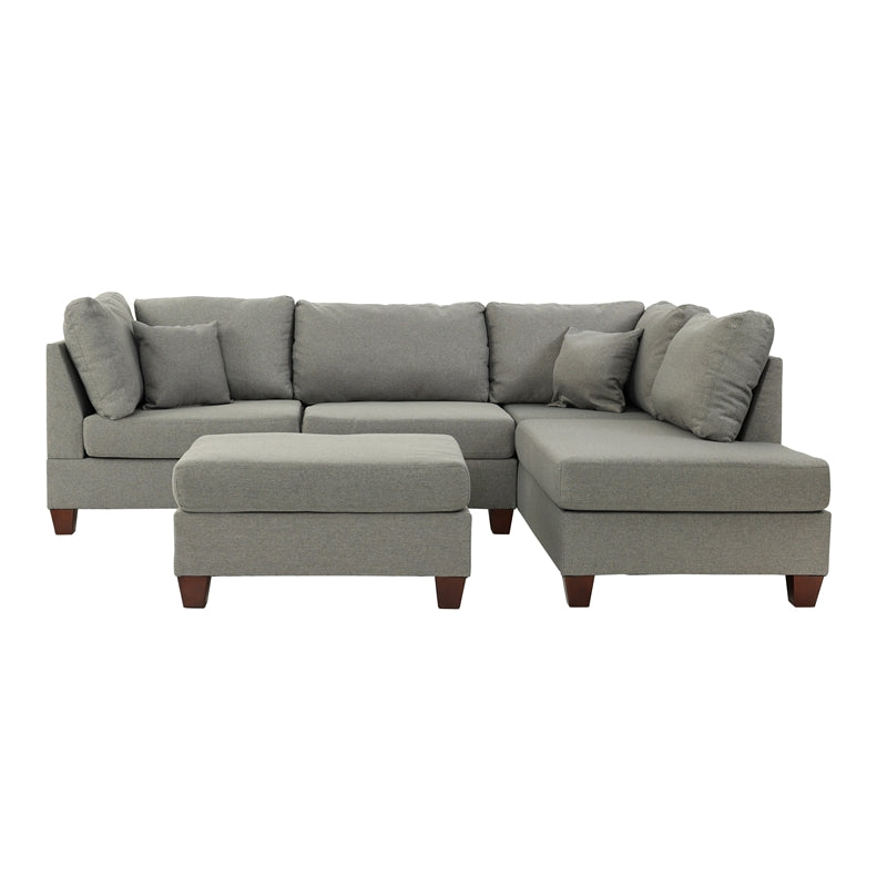 Bobkona Dervon Polyfabric Left or Right Hand Chaise Sectional with Ottoman Set, Multiple Colors