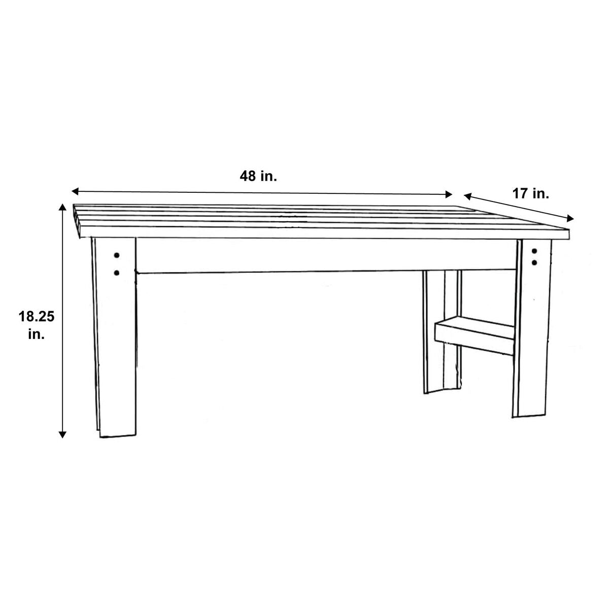 Shine Company 4 Ft. Backless Wooden Garden Bench, Natural