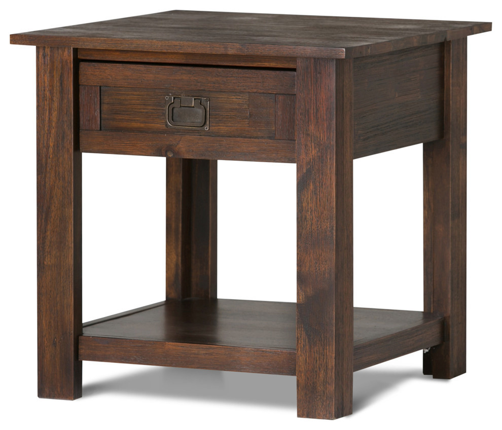 Monroe Solid Acacia Wood End Table   Transitional   Side Tables And End Tables   by Simpli Home Ltd.  Houzz