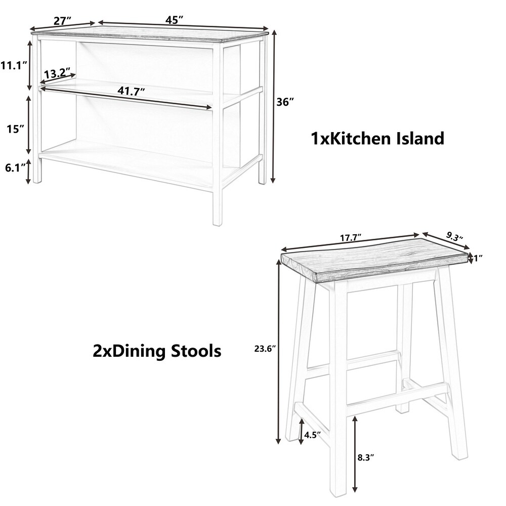 3 Piece Kitchen Island Set 45\