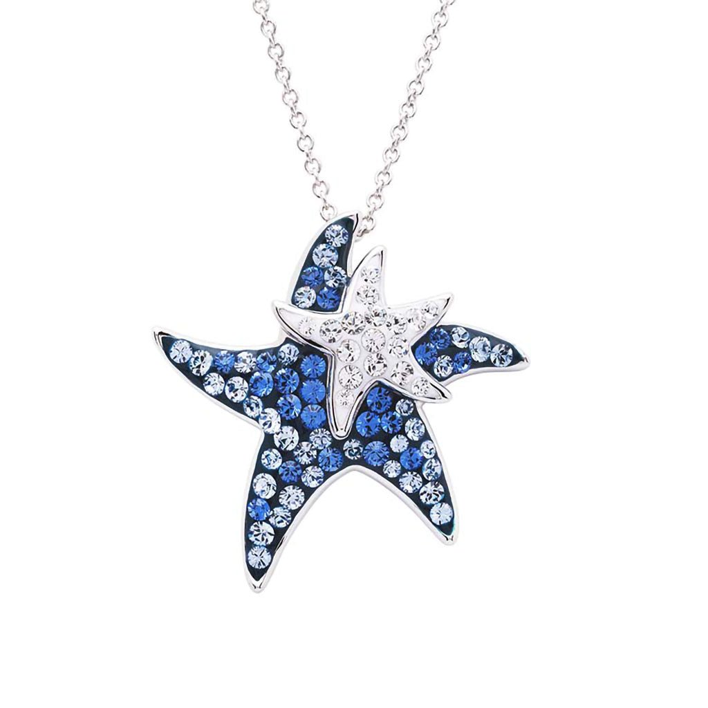 Ocean  Aqua Mom & Baby Starfish Pendant