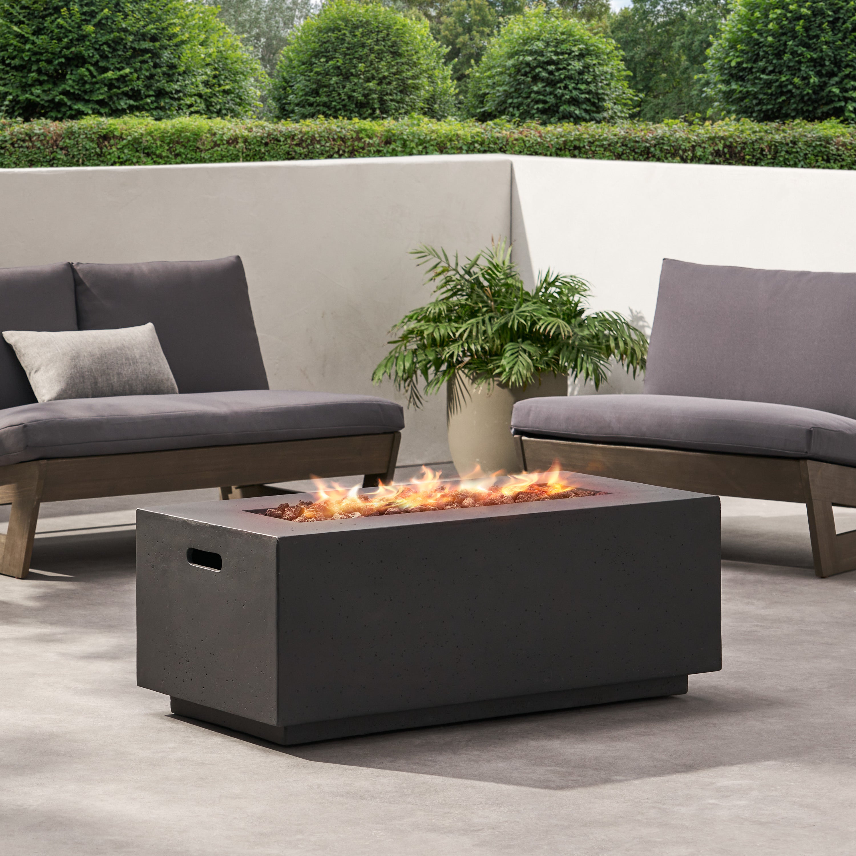 Hearth Outdoor 40,000 BTU Lightweight Concrete Rectangular Fire Pit (No Tank Holder)