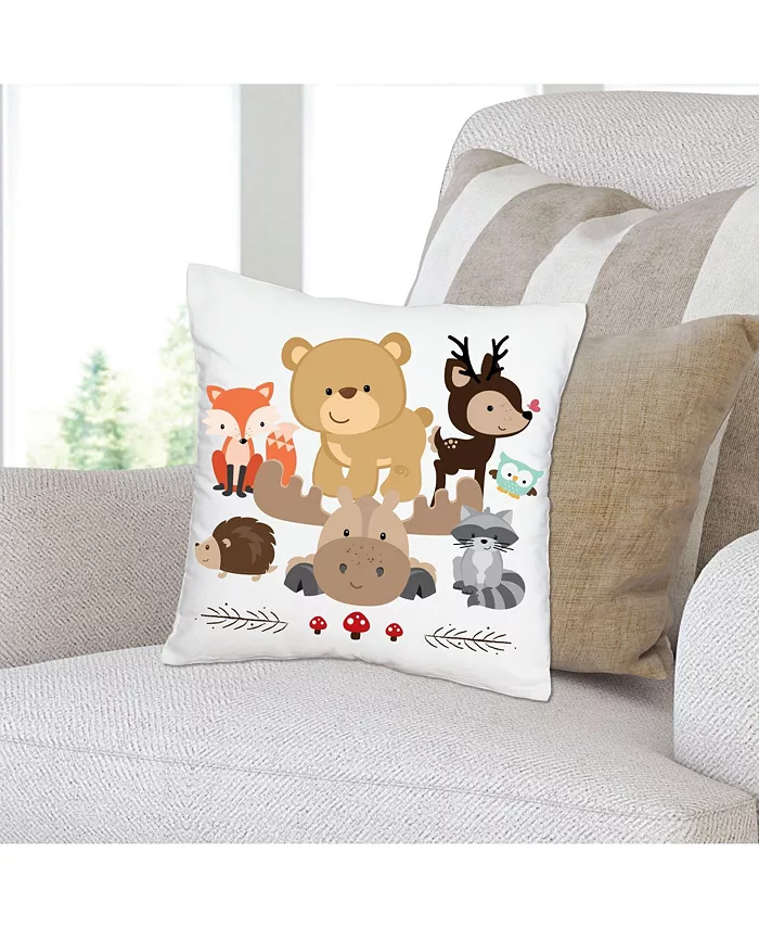 Big Dot of Happiness Woodland Creatures - Decorative Cushion Case - Throw Pillow Cover - 16 x 16 In