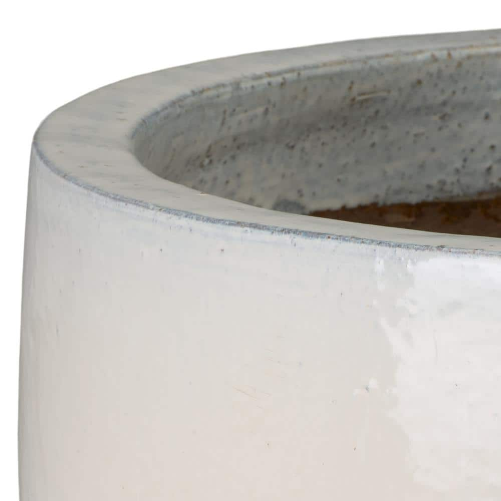 Emissary 28 in. L x 24 in. H White Ceramic Round Planter with High-Fire Treatment 12185MW-6