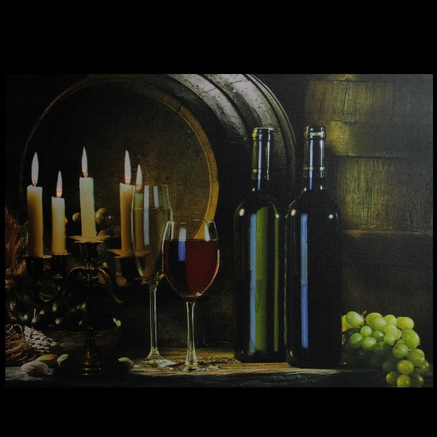 X 15 75 quot Prelit Led Flickering Candles And Wine Canvas Wall Art