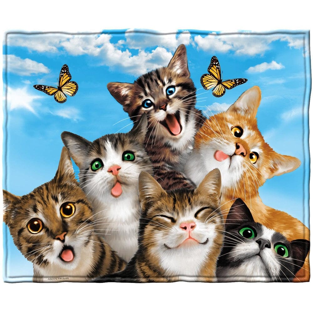 Cats Selfie Super Soft Plush Fleece Throw Blanket