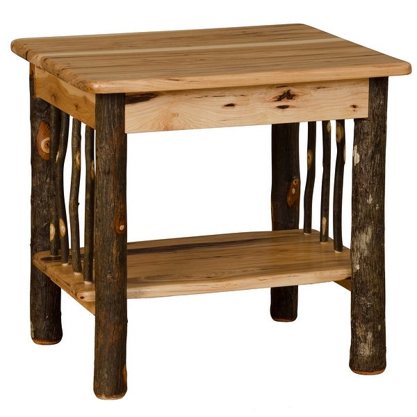 Hickory Log Spindle End Table