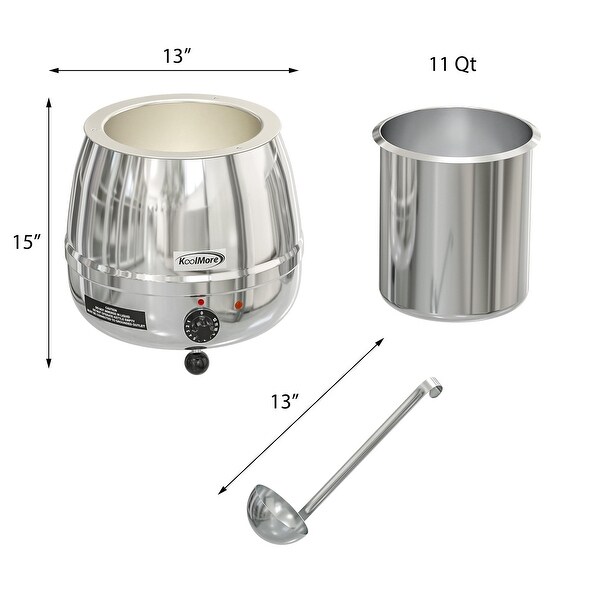 11.5 qt. Stainless Steel Commercial Soup Warmer and Removable Chafing Dish