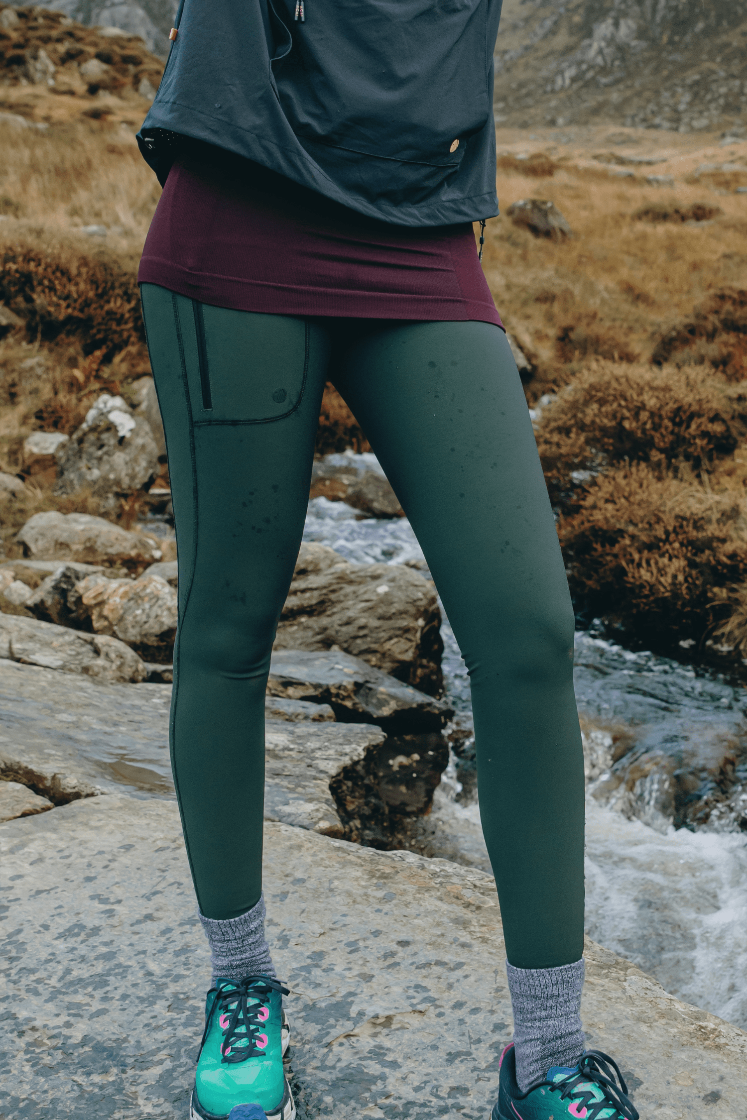 Shower Resistant Softshell Leggings - Forest Green