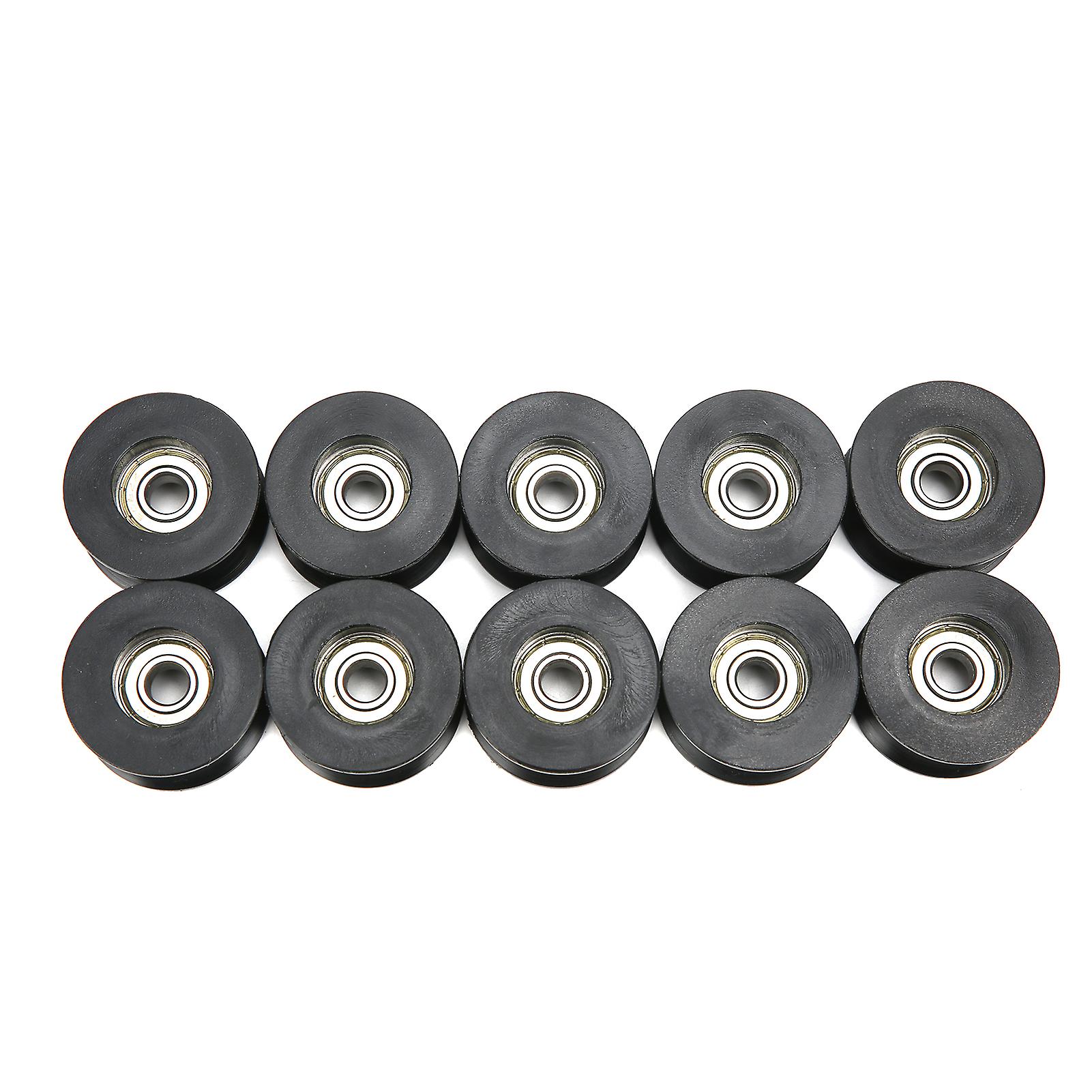 10pcs Roller Bearing Deep Ushaped Groove Nylon Coated Pulley Guide Rail Wheel 608zz