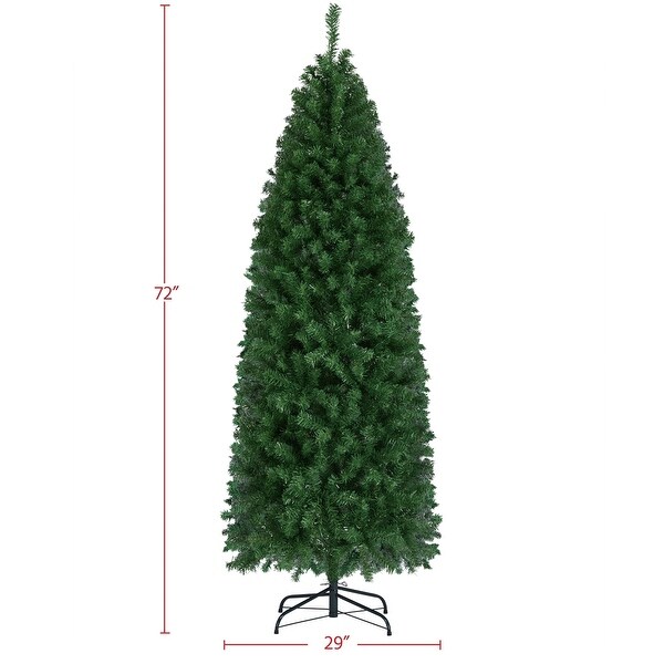 Yaheetech Prelit Artificial Christmas Tree Slim Tree Hinged Spruce