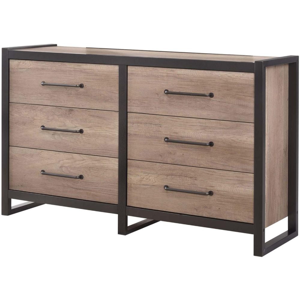 Edgewater 6-drawer Dresser Weathered Oak and Black