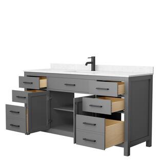 Wyndham Collection Beckett 66 in. W x 22 in. D x 35 in. H Single Sink Bathroom Vanity in Dark Gray with Carrara Cultured Marble Top WCG242466SGBCCUNSMXX