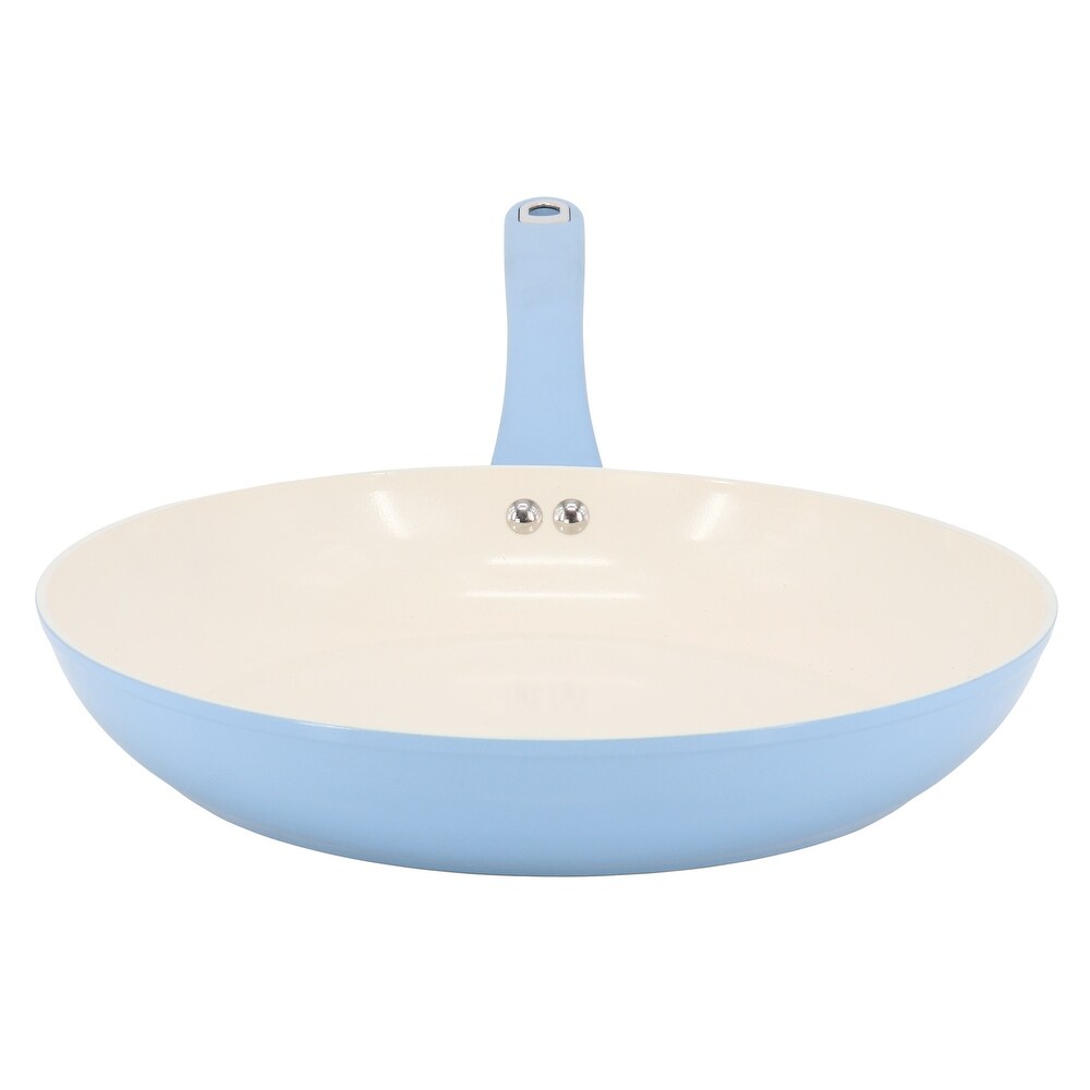 12 Inch Ceramic Nonstick Aluminum Frying Pan in Soft Blue