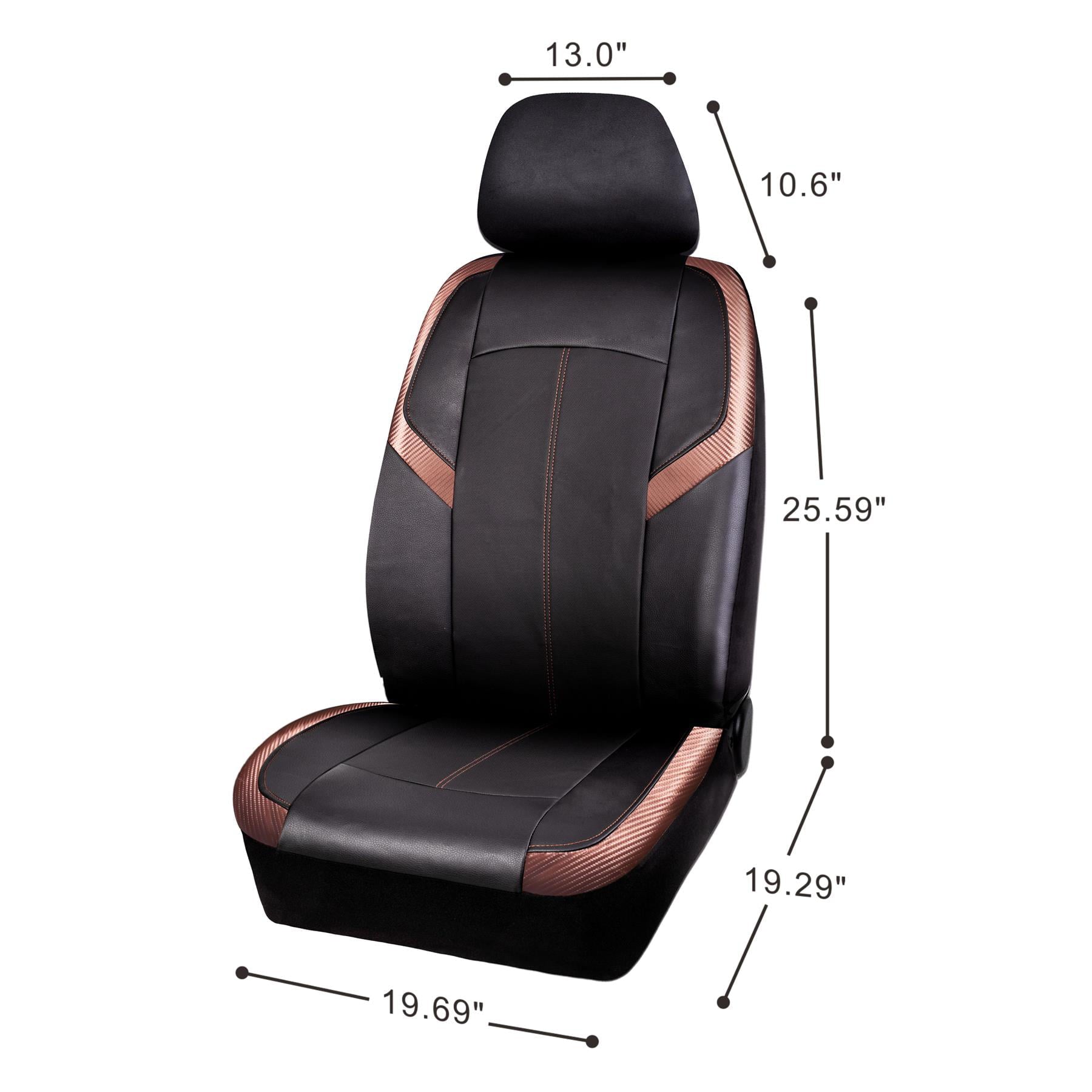 Auto Drive 2 Piece Carbon Fiber High Back Seat Covers Leather Copper， Universal Fit， 1902SC32