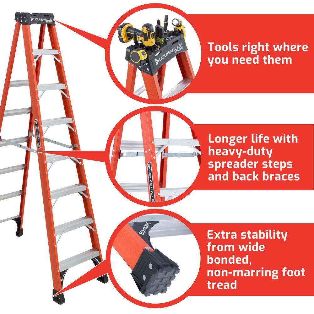 Louisville Ladder 6 ft. Fiberglass Step Ladder with 375 lbs. Load Capacity Type IAA Duty Rating FS1406HD