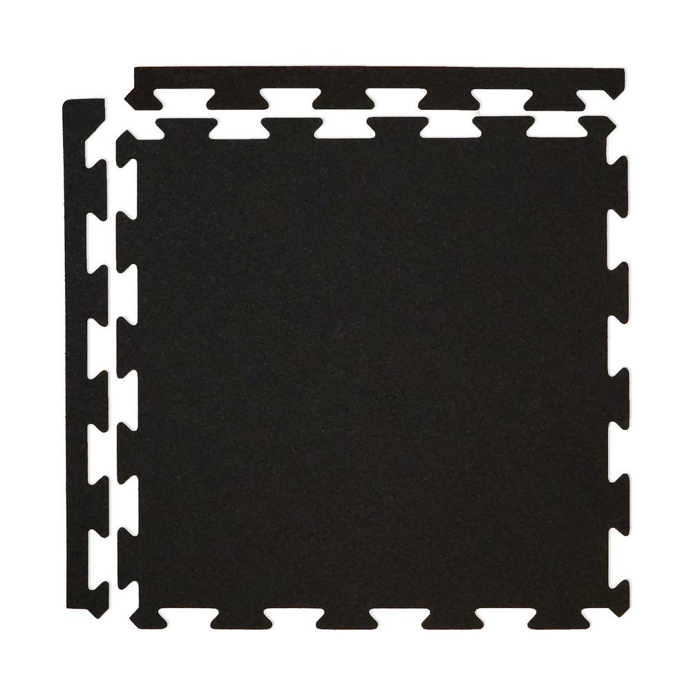 Survivor SportFloor Eco-Lock isometric Black 24 in. x 24 in. x 0.25 in. Rubber GymWeight Room Flooring Tiles (34 sq. ft.) (8-Pack) 01040605000